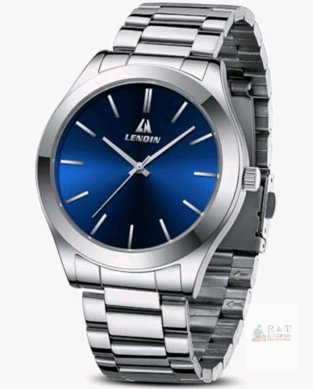 NEW LENQIN Quartz Stainless Steel Men&rsquo;s Wristwatch, Black Dial, Model 0547, 3 ATM Water Resistant