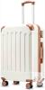 YOETEY Carry On Luggage 20"x9.5"&times;14" , Lightweight Durable Hardside Suitcase w/Spinner Wheels & TSA Lock, White Brown