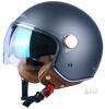 NEW BEON Open Face 3/4 Motorcycle Helmet, DOT, Dual Visors, Matte Grey, Quick-Release Buckle