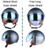 NEW BEON Open Face 3/4 Motorcycle Helmet, DOT, Dual Visors, Matte Grey, Quick-Release Buckle - 2