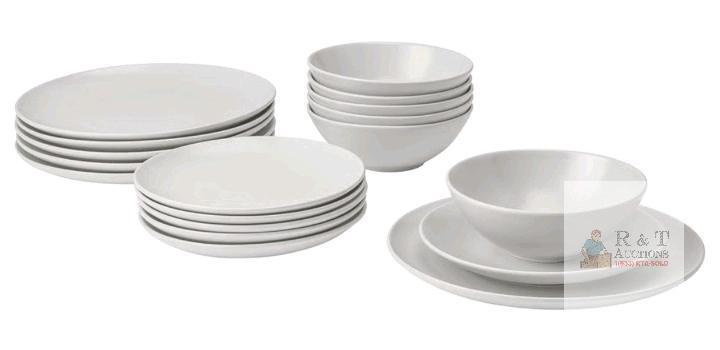 Ikea F&Auml;RGKLAR 18-piece dinnerware set, matte light gray