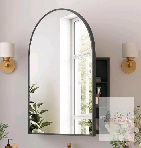 NEW YTSMIR YT-2030 Black Arched Bathroom Medicine Cabinet, 20" x 30", Wall Mounted