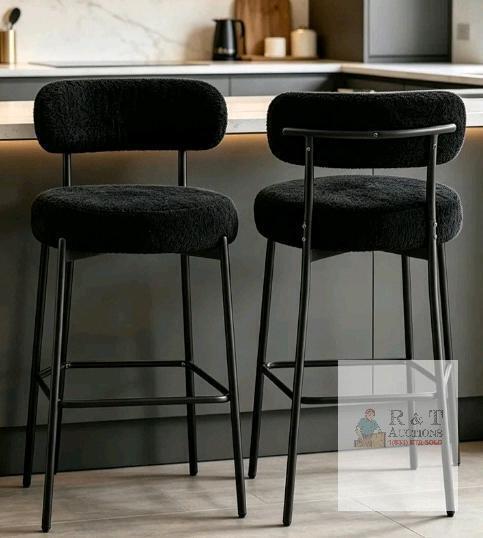 NEW PAIR Modern Black Upholstered Bar Stools with Metal Legs, Pair, SKU SJ-28HKBS01-JTBK-2 Retail's for $269.99 Dyhome