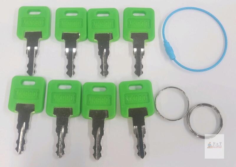 MK9901 RV Replacement Key Set (8-Pack) with Accessories, Fits 6601 Locks, Green Head