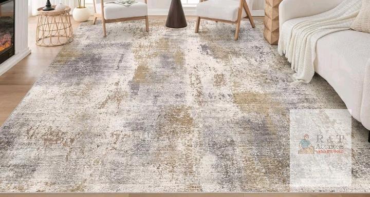 DMOYEST 9' x 12' Modern Abstract Area Rug, Grey Brown, W24019B,