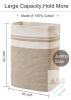 NEW OIAHOMY Tall Cotton Storage Basket 16"x13"x22" Collapsible Laundry Hamper with Handles, Beige/White - 2