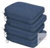 NEW Set of 4 Navy Blue Outdoor Dining Chair Cushions, 18"&times;19"&times;2.35" . Memory Foam Cushion, Weather-Resistant with Ties