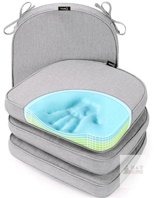 Sunrox 17"x16"x2.6" Grey Reversible Gel Memory Foam Seat Cushion with Ties