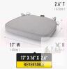 Sunrox 17"x16"x2.6" Grey Reversible Gel Memory Foam Seat Cushion with Ties - 2