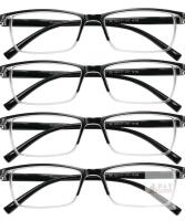 NEW 2.5 Przeeo L1196 Full-Rim Black/Clear Reading Glasses 2.5*, 52-17-137, Rectangular, 4-Pack, Unisex