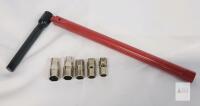 Breaker Bar with 5 Metric Spark Plug Sockets: 8&ndash;12mm, Chrome-Plated Steel, Knurled Handle