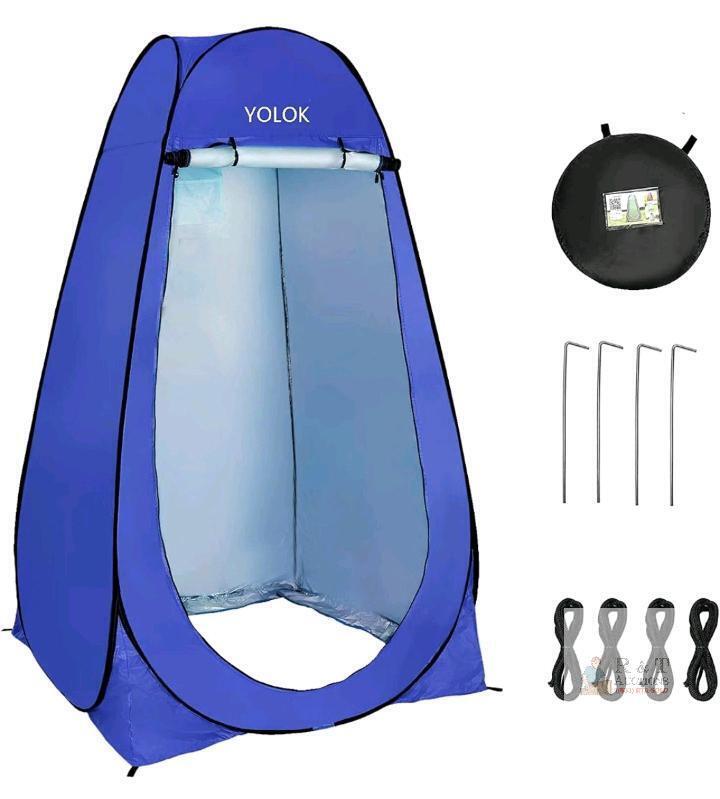 NEW YOLOK Blue Pop Up Privacy Tent - 1 Person, Water Repellent, 47x47x75 in, Carry Bag, Accessories