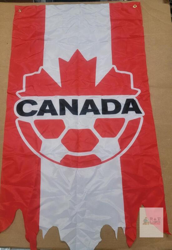 Canada Soccer Supporters Flag, 27"&times;48"ft , Durapoly Material, Reinforced Metal Grommets