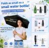 Compact Folding Travel Umbrella, 37" Canopy, 6.7" Closed, 8.6 oz, Black, UPF 50+, Waterproof - 2