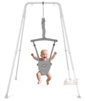 NEW Baby Jumper with Stand, Gray, Supports Up to 28 lbs, Foldable Design