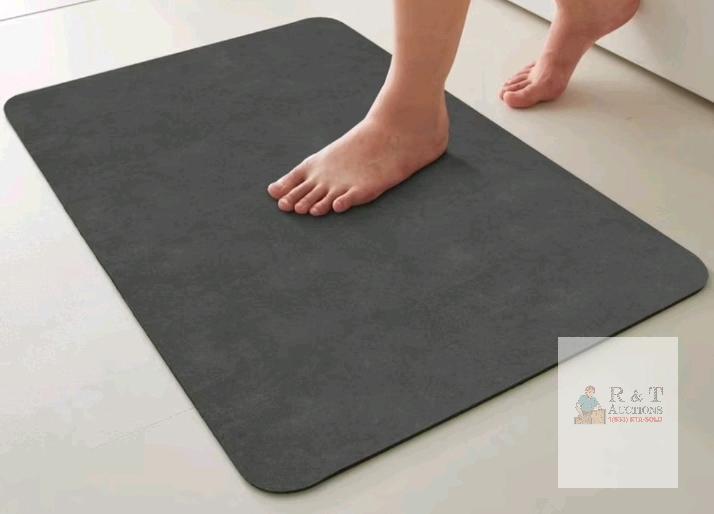 Dark Grey Fast-Drying Non-Slip Bathroom Rug 16"x24" Super Absorbent New-Tech Mat (KJBYS-2023-4060)