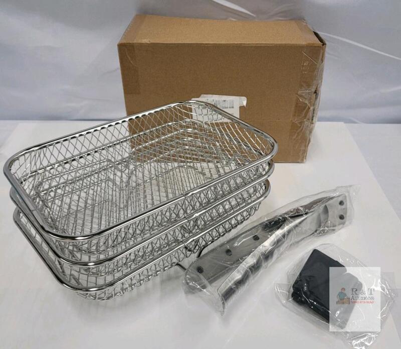 Stainless Steel Air Fryer Racks 8.5"x6.25", Set of 3, Universal Fit, Dishwasher Safe, Handle