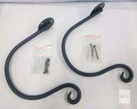 Wall-Mount Garden Hose Holders, Black Powder-Coated Metal, 2-Pack