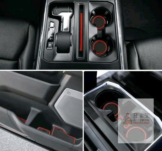 Auovo Cup Holder Insert Liners for Ford F150 Accessories 2023 2022 2021 Anti-dust Center Console Door Pocket Mat Interior Red Trim (33pcs/Set)