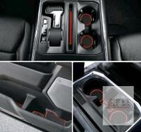Auovo Cup Holder Insert Liners for Ford F150 Accessories 2023 2022 2021 Anti-dust Center Console Door Pocket Mat Interior Red Trim (33pcs/Set)