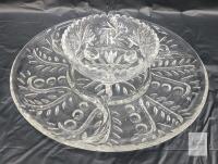 Cut Crystal Serving Tray & Footed Bowl