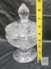 Hand-Cut Crystal Covered Compote Pedestal Candy Dish, Starburst Lattice, 8" Tall, Lid Included - 2