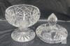 Hand-Cut Crystal Covered Compote Pedestal Candy Dish, Starburst Lattice, 8" Tall, Lid Included - 3