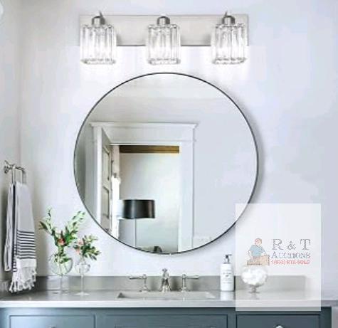 Aipsun 3-Light Bathroom Vanity Light Fixture, Chrome, Glass Shades, Wall-Mounted Retail's for $125 Includes single rack w/ 3 lights
