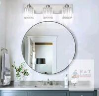 Aipsun 3-Light Bathroom Vanity Light Fixture, Chrome, Glass Shades, Wall-Mounted Retail's for $125 Includes single rack w/ 3 lights