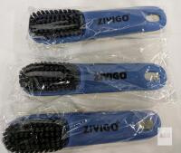 Zivigo 6.5" Multipurpose Cleaning Brushes, Plastic Handle, Nylon Bristles, Set of 3, Blue