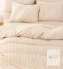 Wake In Cloud Striped Cotton Duvet Cover Set, Queen Size, Beige/Tan with Pinstripes - 3