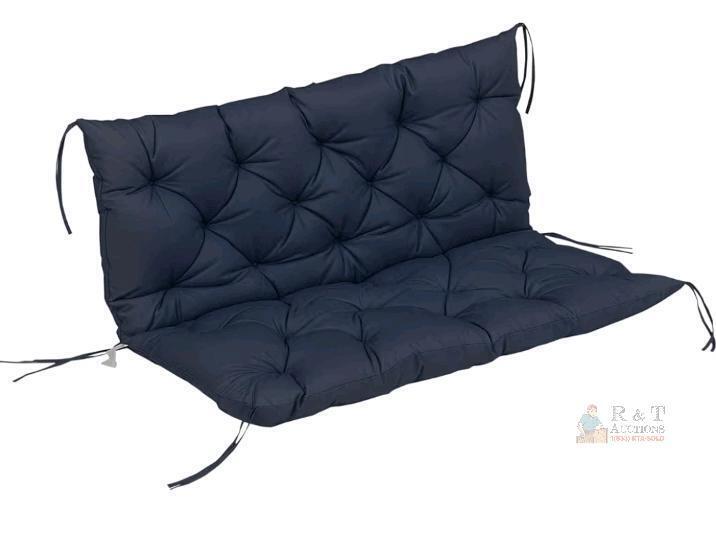 NEW Outsunny 2-Seater Navy Blue Garden Bench Cushion with Backrest, 52"x22"x4" Thick, Outdoor Patio