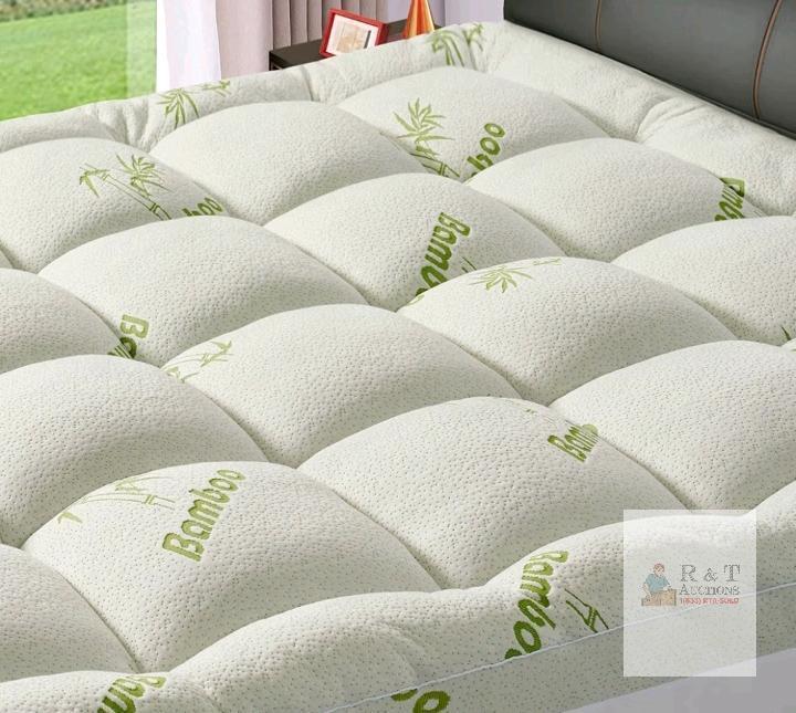 NEW Twin Bamboo Mattress Topper, 1200 GSM, Extra Thick Pillow Top, Deep Pocket up to 21", 39x75"