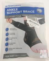 INDEEMAX Ankle Support Brace, Copper Black, Medium, Compression Sleeve, Pair, X004GF5C5T