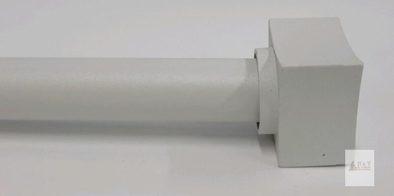 White Curtain Rod w/Square Finials , 16" - 88"