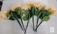NEW Artificial Silk Hydrangea Stems, Beige, 18in, 6pc, UV Resistant, Topiary, X0052G7TIV,