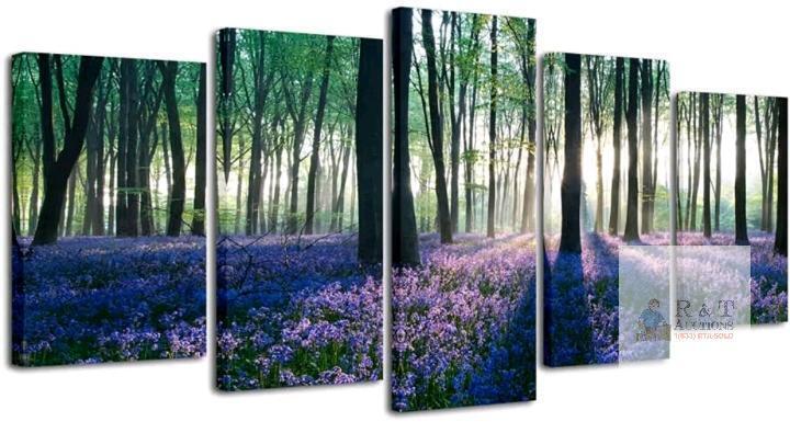 NEW Pyradecor FCA-AH5015 5-Piece Canvas Wall Art Set &ndash; Early Morning Forest Scene