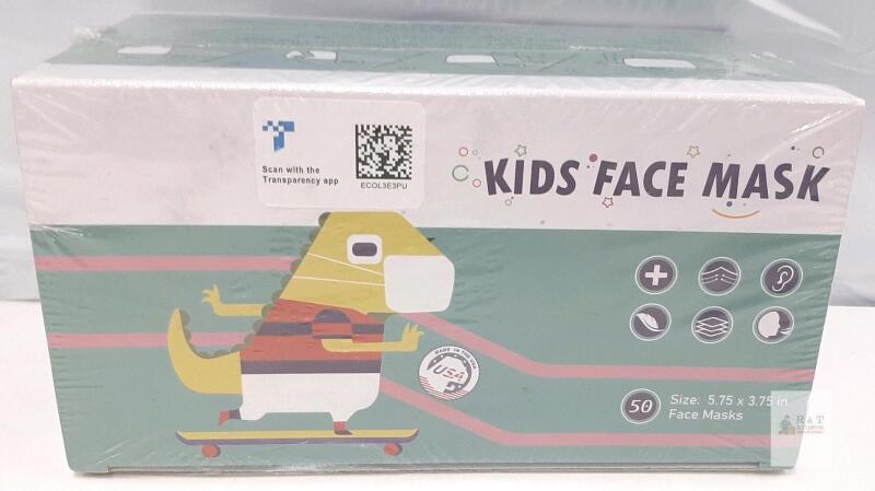 Kids Disposable Face Masks, 3-Ply, ASTM Level 3, Made in USA, Box of 50