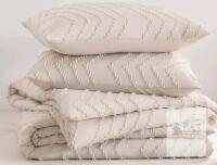 Andency Oversized King Comforter Set 120x98 in Off-White Chevron Texture