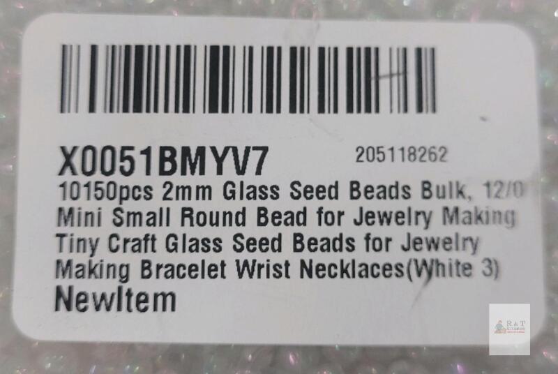 10,150pcs 2mm Glass Seed Beads, White Iridescent, Round, Bulk Craft & Jewelry Making, 12/0