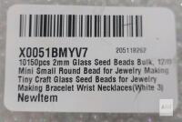 10,150pcs 2mm Glass Seed Beads, White Iridescent, Round, Bulk Craft & Jewelry Making, 12/0