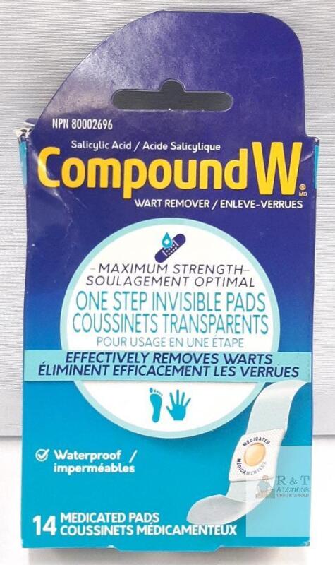 Compound W One Step Invisible Wart Remover Pads, Salicylic Acid 40%, 14 Pads, NPN 80002696