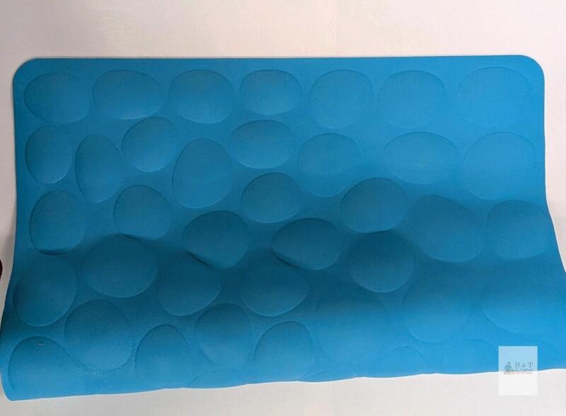 HAZALUTY Non-Slip Bath Mat, 31.5" x 15.8", Blue, PVC Material, Pebbled Texture