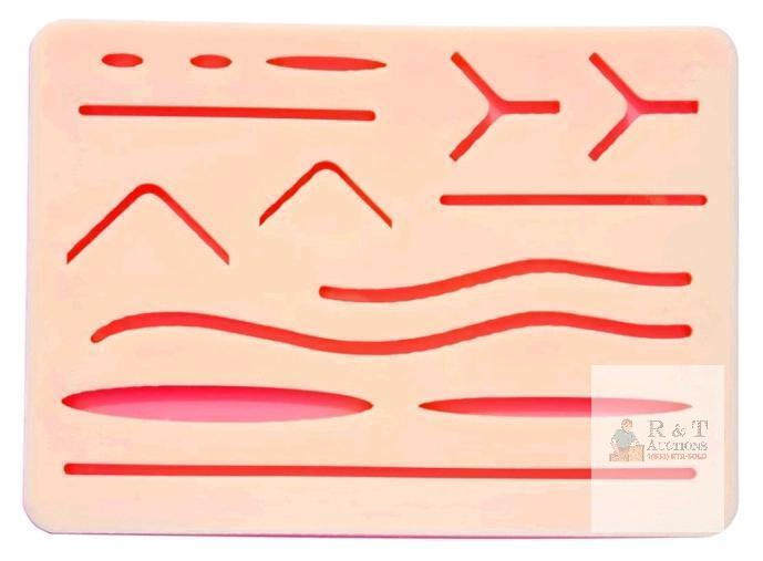 3-Layer Silicone Suture Practice Pad with 14 Pre-Cut Wounds, Reusable, Latex-Free, 7"x5.5"