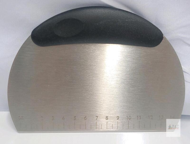 NEW Stainless Steel Dough Scraper with Ruler, Conversion Chart, Ergonomic Non-Slip Handle, 6"x4" Blade
