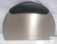 NEW Stainless Steel Dough Scraper with Ruler, Conversion Chart, Ergonomic Non-Slip Handle, 6"x4" Blade