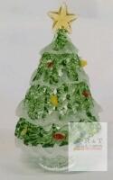Handcrafted Glass Christmas Tree Figurine with Gold Star and Colored Ornaments