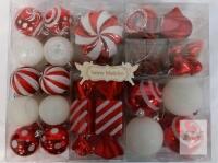 Valery Madelyn Christmas Ornaments Set, 36ct Red and White Shatterproof Decorations