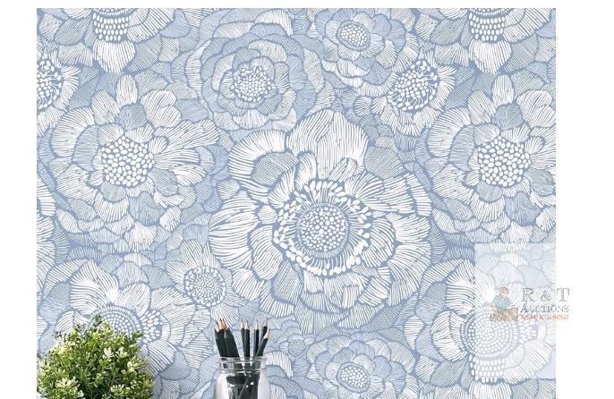 HeloHo Light Blue Floral Peel and Stick Wallpaper, 78.7" x 17.3", Waterproof, Removable