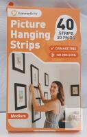 SummerBrite Medium Picture Hanging Strips, 40 Strips (20 Pairs), Holds Up to 13.2 lbs per Pair